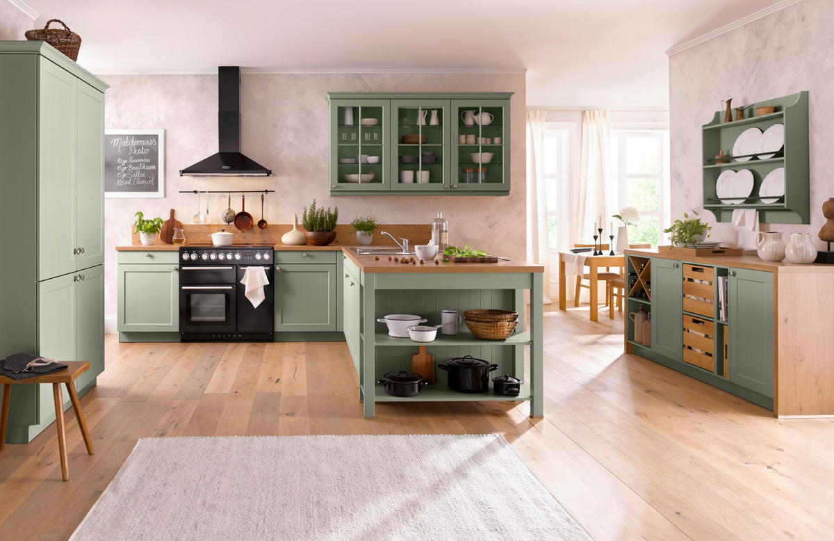 EINBAUKÜCHE VCN  - Salbeigrün, LIFESTYLE, Holzwerkstoff - Novel