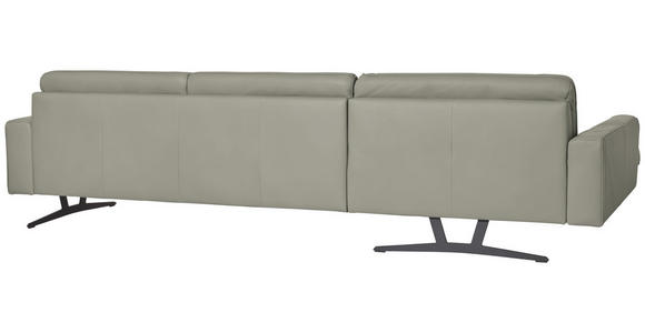 ECKSOFA in Echtleder Hellgrau  - Anthrazit/Hellgrau, KONVENTIONELL, Leder/Metall (182/324cm) - Ambiente