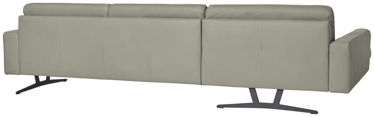 ECKSOFA in Echtleder Hellgrau  - Anthrazit/Hellgrau, Konventionell, Leder/Metall (179/324cm) - Johann Jakob