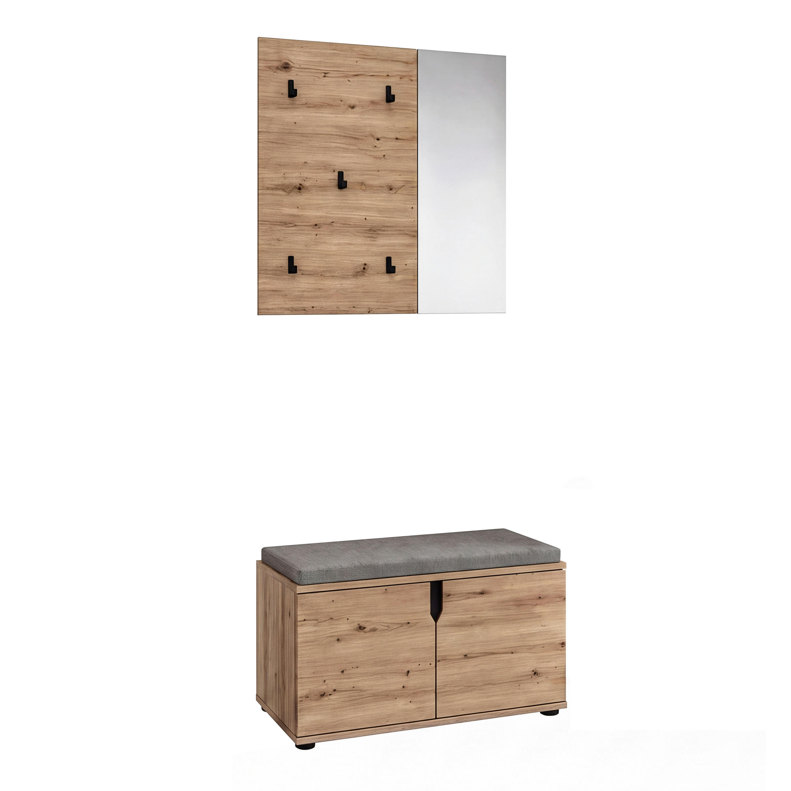 GARDEROBE 2-teilig  in 80/191/37 cm  - Eiche Artisan, Design, Holzwerkstoff (80/191/37cm) - MID.YOU