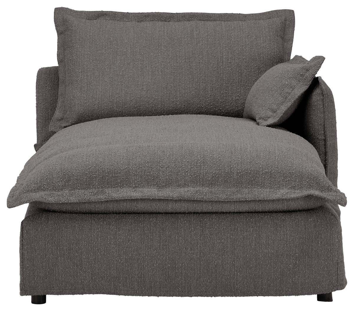 HUSSEN-ECKSOFA in Flachgewebe, Bouclé Grau  - Schwarz/Grau, Trend, Textil/Metall (295/165cm) - Livetastic