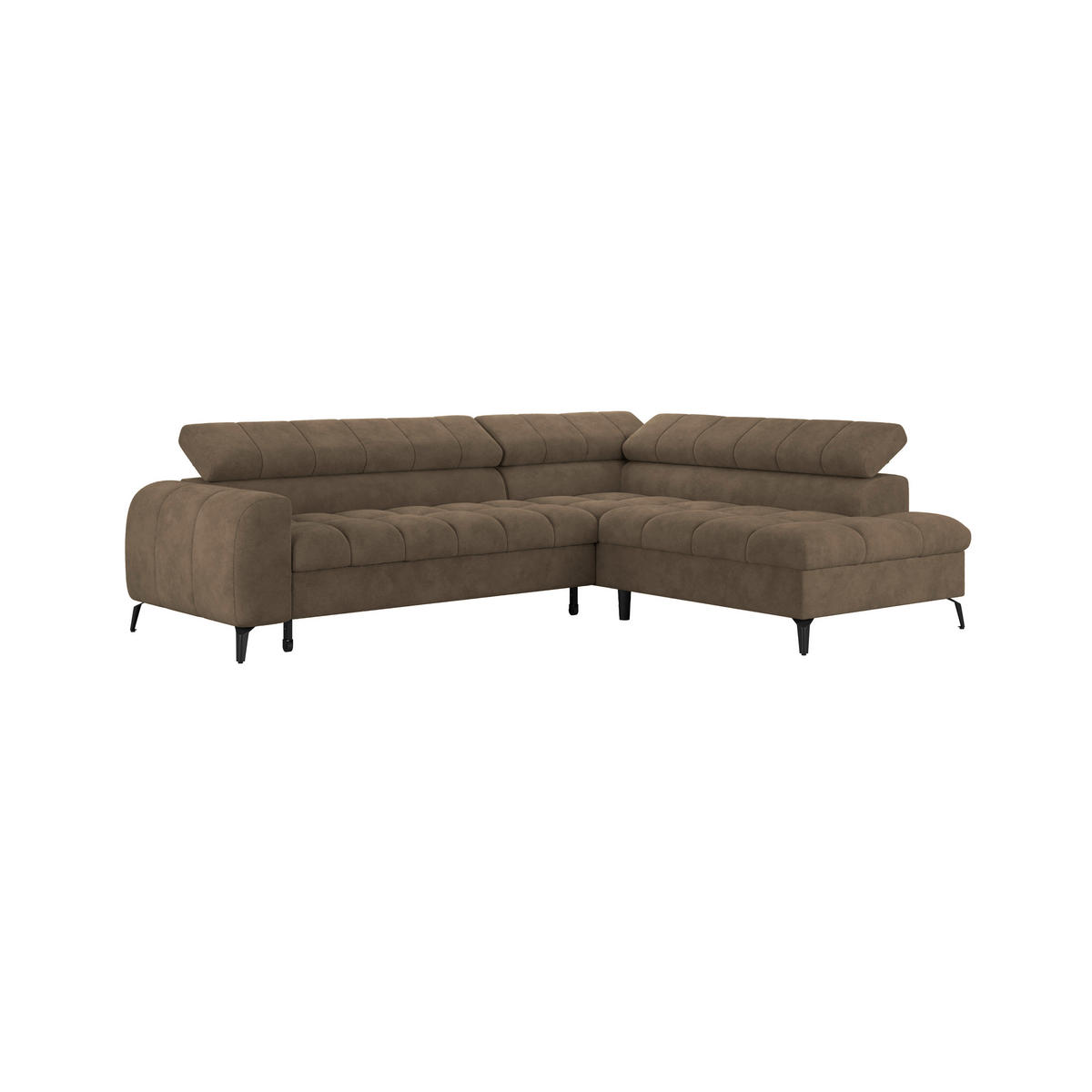 ECKSOFA Braun Bettkasten, Rücken echt, Kopfteilverstellung  - Schwarz/Braun, Trend, Kunststoff/Textil (261/203cm) - Livetastic