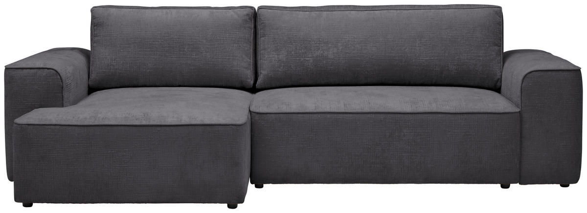 ECKSOFA in Plüsch Dunkelgrau  - Dunkelgrau/Blaugrau, Design, Kunststoff/Textil (152/288cm) - Xora