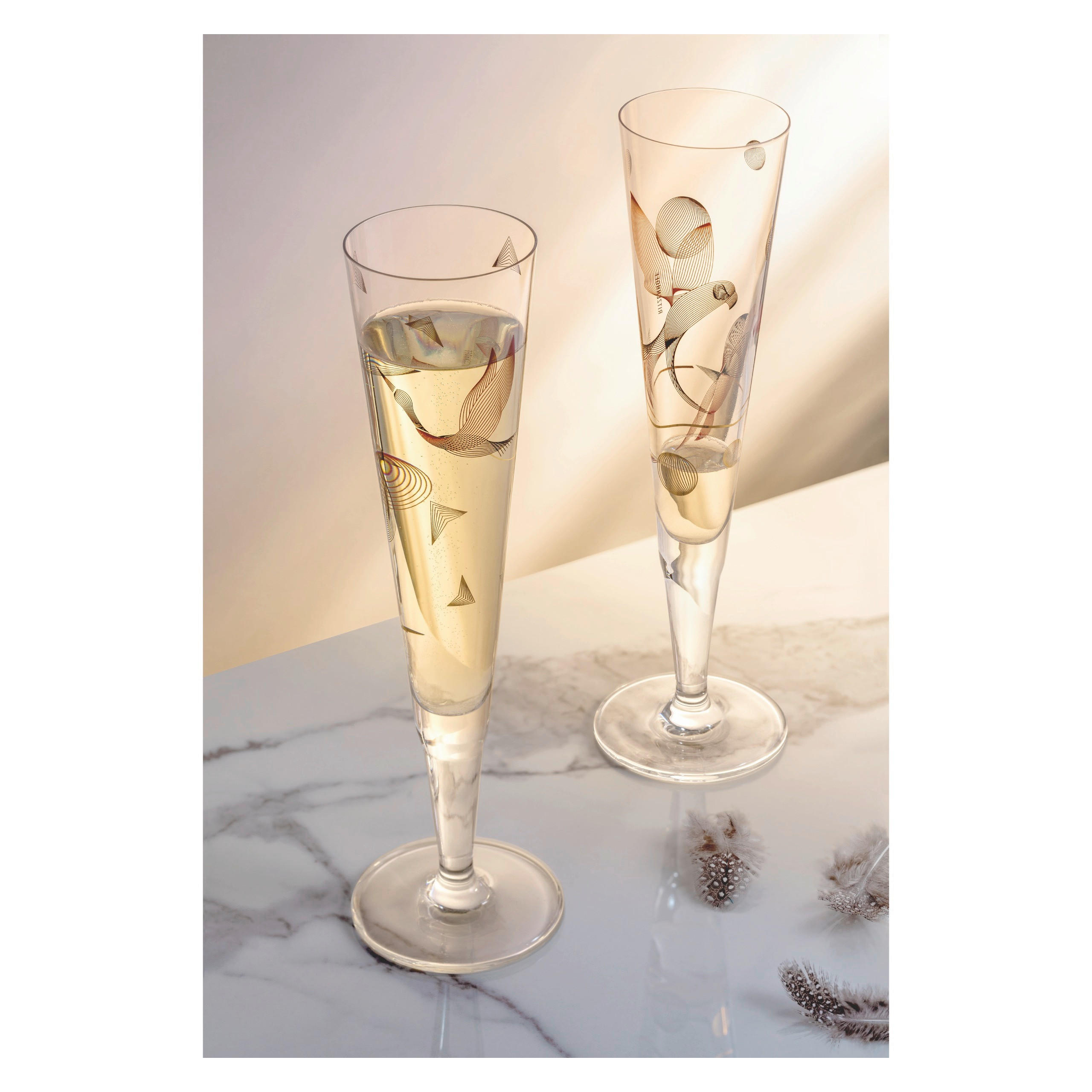 CHAMPAGNERGLAS 205 ml  - Rot/Goldfarben, LIFESTYLE, Glas (7,2/24cm) - Ritzenhoff