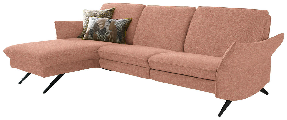 ECKSOFA in Mikrofaser Hellrot  159/264 cm  - Hellrot/Anthrazit, Design, Textil/Metall (159/264cm) - Himolla Komfortklass