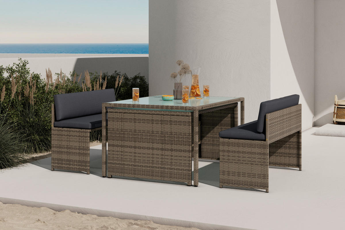 GARTENSET Eisen  - Grau, MODERN, Textil/Metall (115/92/74cm) - Ambia Garden