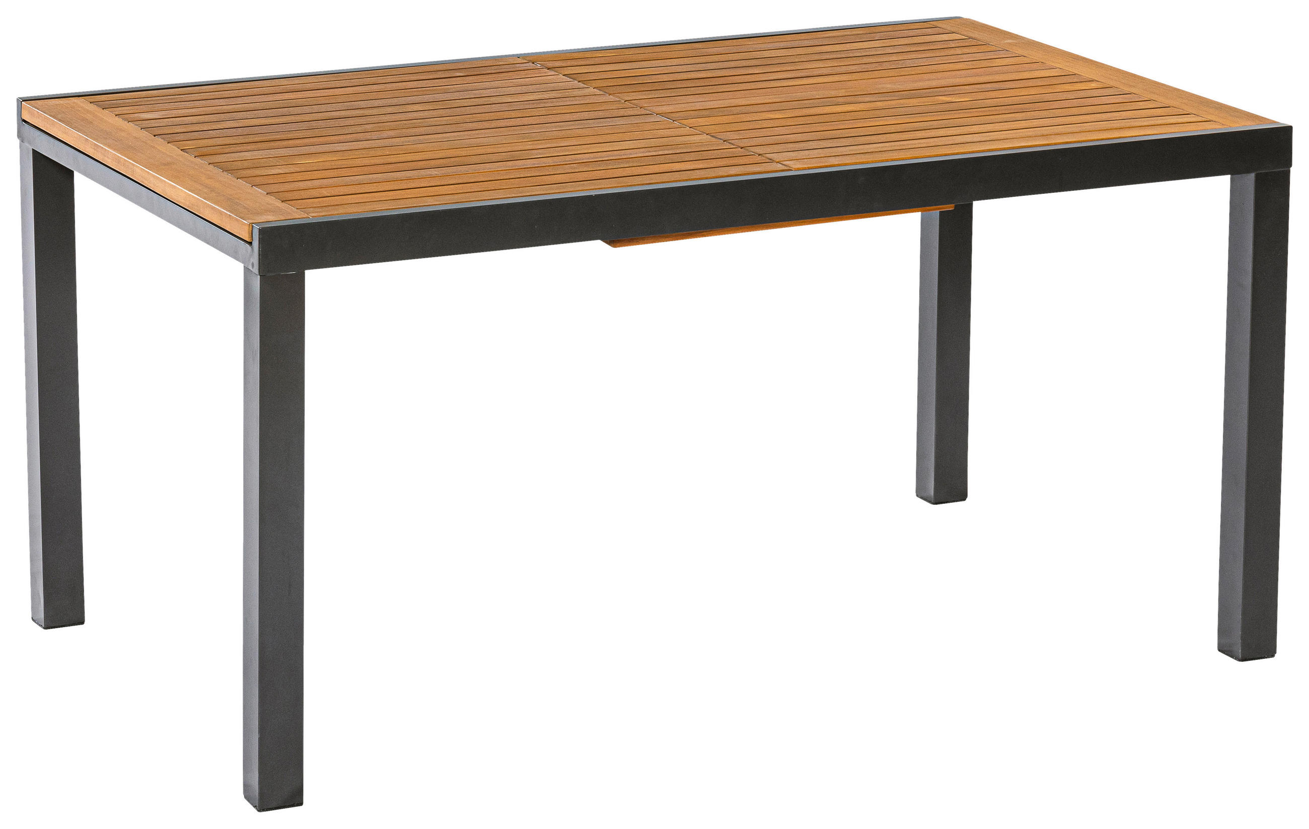GARTENTISCH 150-200/90	90/75 cm Holz, Metall rechteckig  - Schwarz/Akaziefarben, KONVENTIONELL, Holz/Metall (150-200/90	90/75cm) - Gardenson