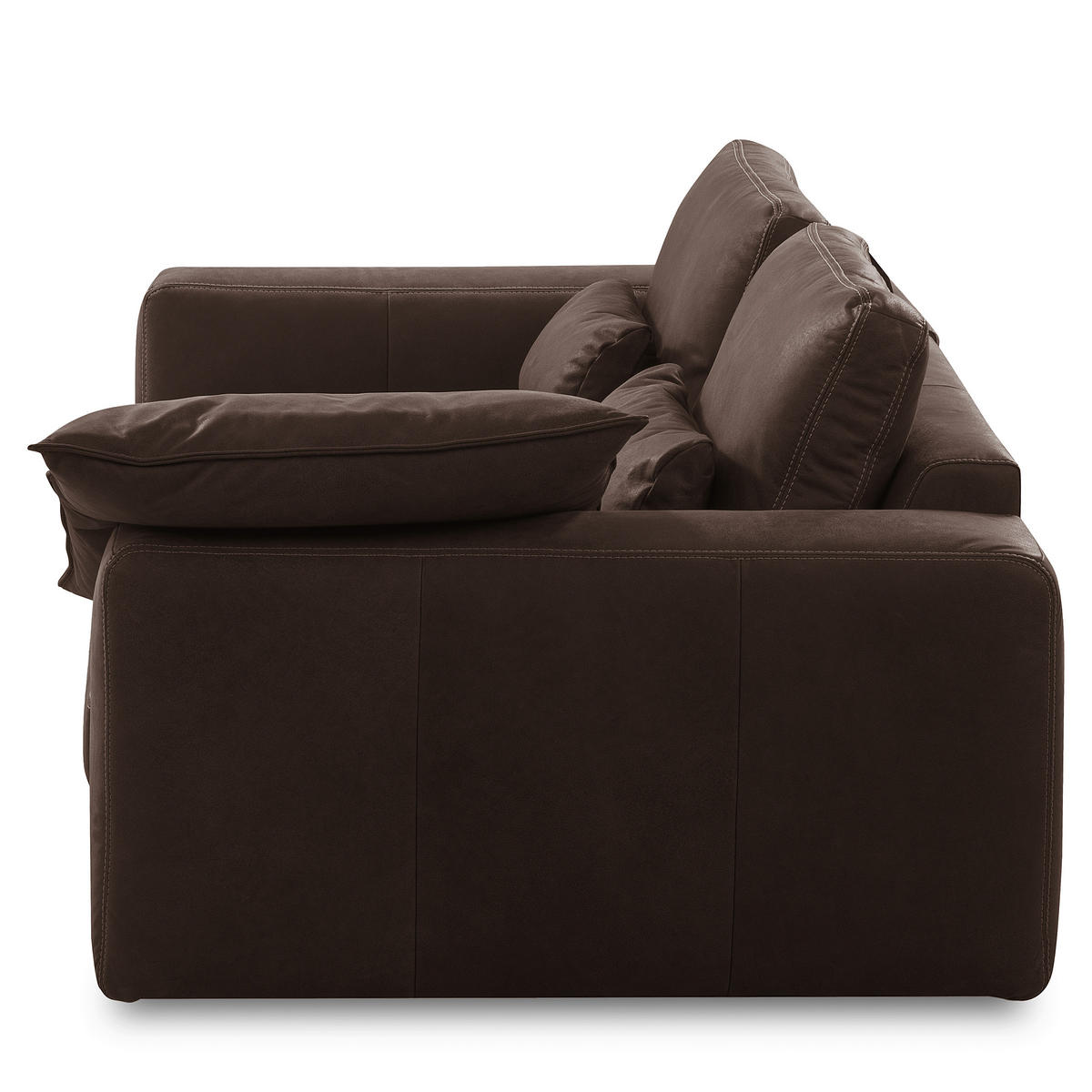 2-SITZER-SOFA  in Echtleder Dunkelbraun   - Dunkelbraun/Beige, Design, Leder/Kunststoff (240/85/123cm) - Livetastic