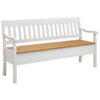 SITZBANK 169/93/58 cm Laugenfarbig, Weiß Kiefer massiv  - Laugenfarbig/Weiß, ROMANTIK / LANDHAUS, Holz (169/93/58cm) - Boxxx