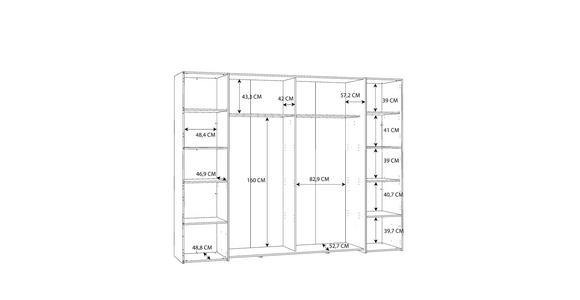 KLEIDERSCHRANK 270/210/61 cm 4-türig  - Alufarben/Weiß, KONVENTIONELL, Holzwerkstoff/Kunststoff (270/210/61cm) - Carryhome