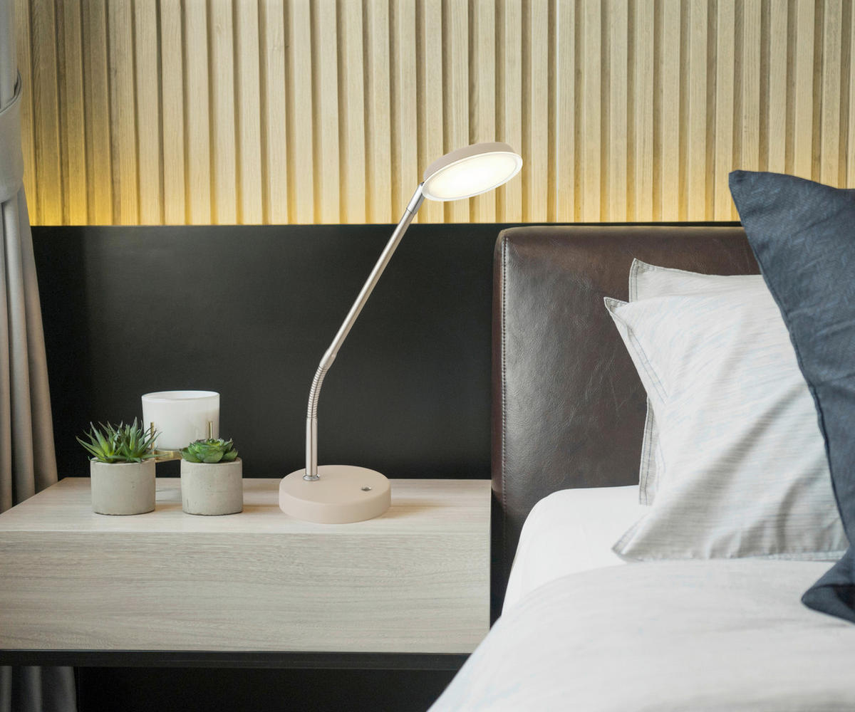 LED-TISCHLEUCHTE Silvio 43/13/53,5 cm  - Sandfarben/Klar, Design, Kunststoff/Metall (43/13/53,5cm)