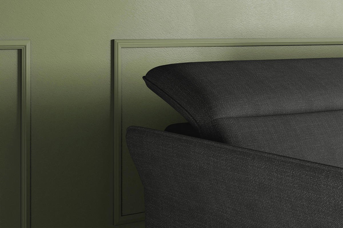 ECKSOFA Anthrazit Flachgewebe Rücken echt, Kopfteilverstellung, Sitztiefenverstellung  - Anthrazit/Schwarz, KONVENTIONELL, Textil/Metall (272/175cm) - Carryhome