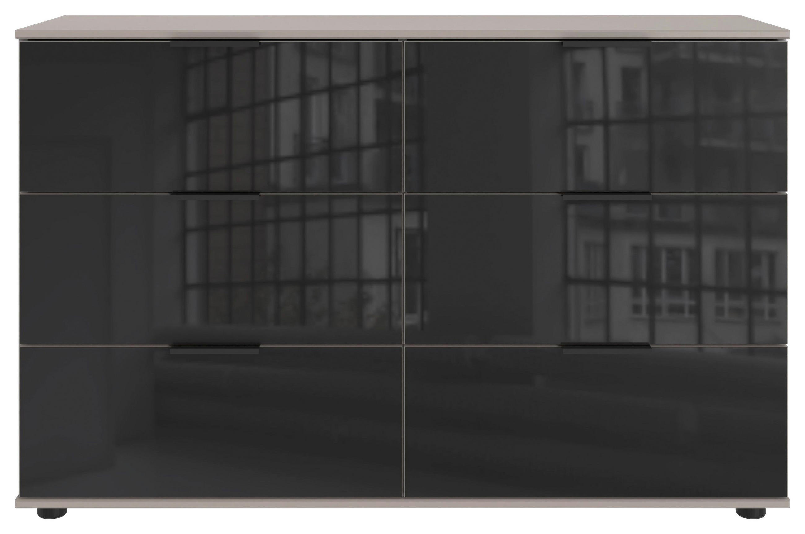 KOMMODE  in 130/83/41 cm  - Schwarz/Grau, KONVENTIONELL, Glas/Holzwerkstoff (130/83/41cm) - Boxxx