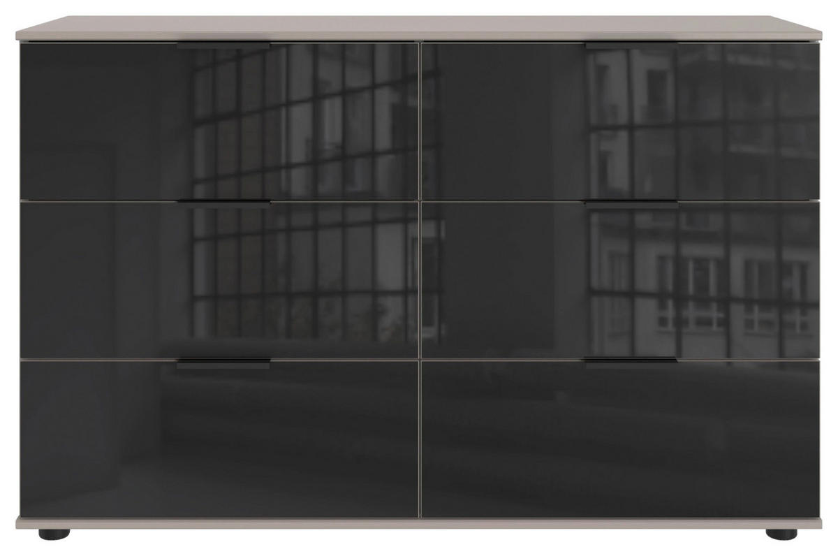 KOMMODE  in 130/83/41 cm  - Schwarz/Grau, KONVENTIONELL, Glas/Holzwerkstoff (130/83/41cm) - Boxxx