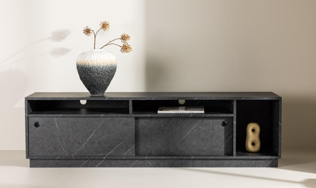 TV-BÄNK 180/50/40 cm  - vit/grå, Design, trämaterial (180/50/40cm) - Best Price