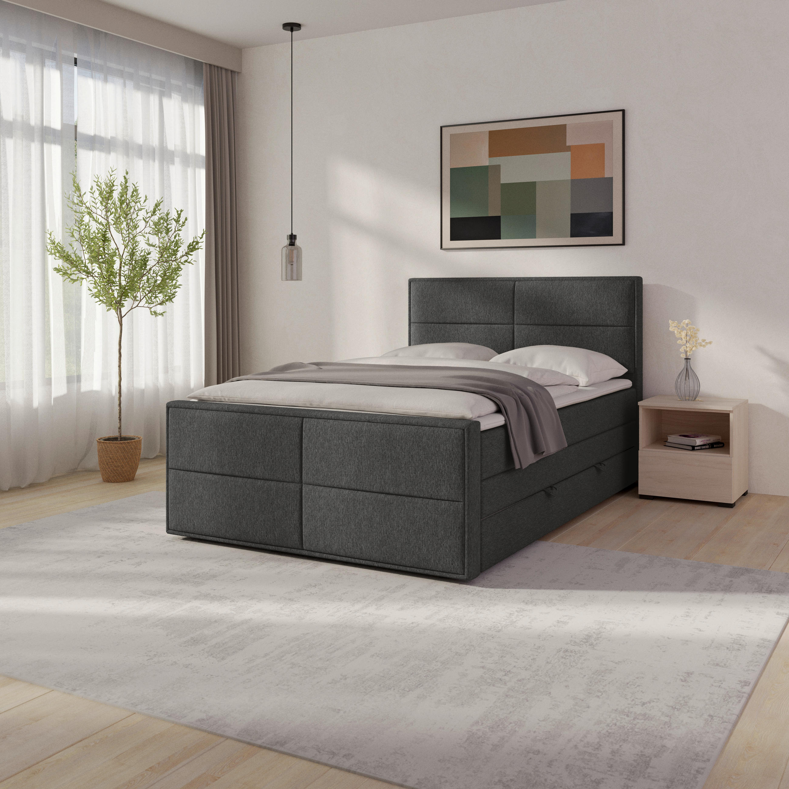 BOXSPRINGBETT 120/200 cm  Anthrazit  - Anthrazit, Modern, Holz/Kunststoff (120/200cm) - MID.YOU