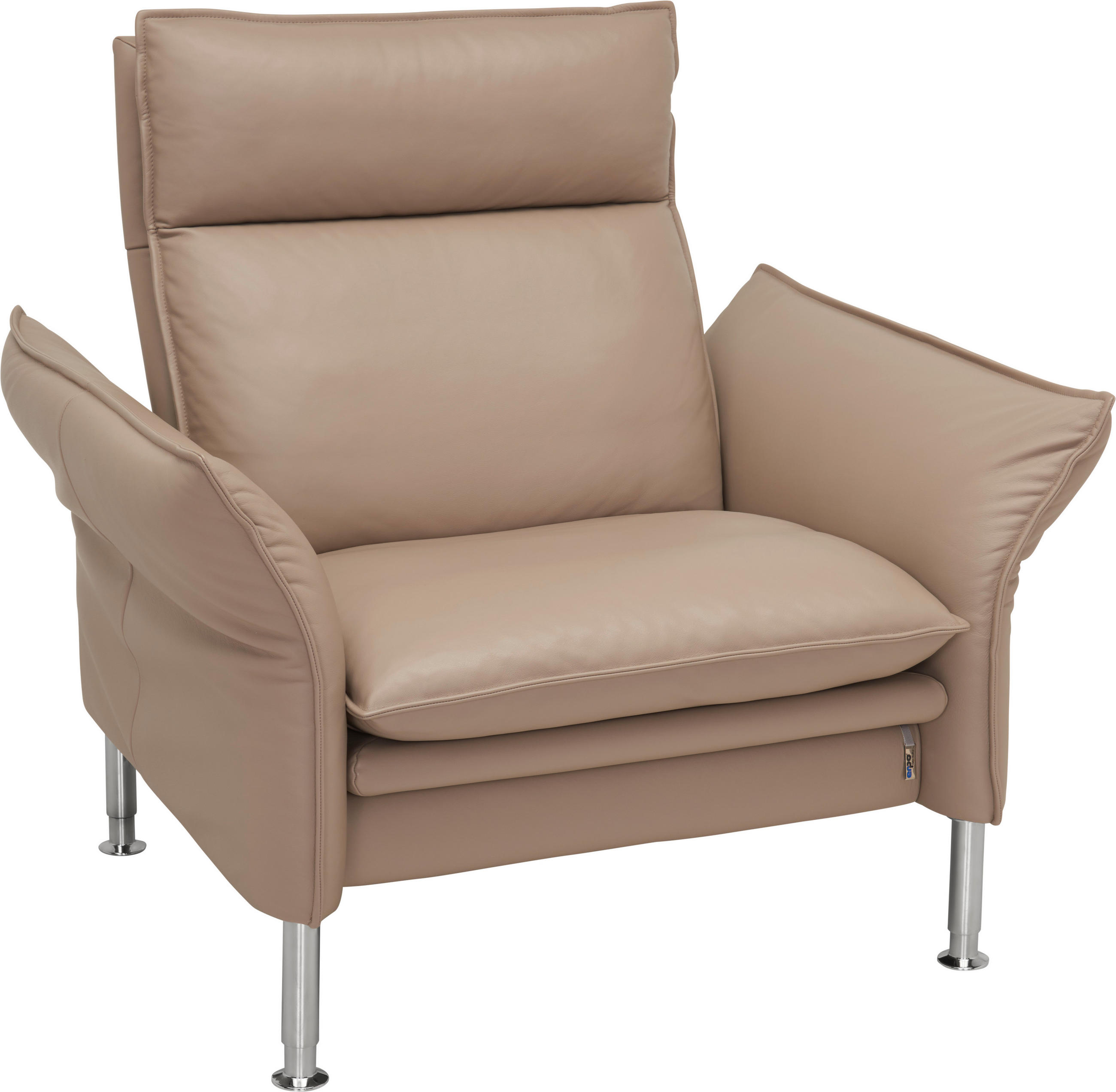 FERNSEHSESSEL  mit Relaxfunktion, Kopfteilverstellung, Armteilverstellung Echtleder Grau  - Chromfarben/Grau, KONVENTIONELL, Leder/Metall (81/93/88cm) - Erpo