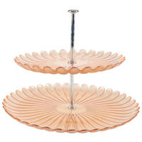 ETAGERE 2-stöckig - Silberfarben/Orange, Trend, Glas/Metall (28/21cm) - Ambia Home