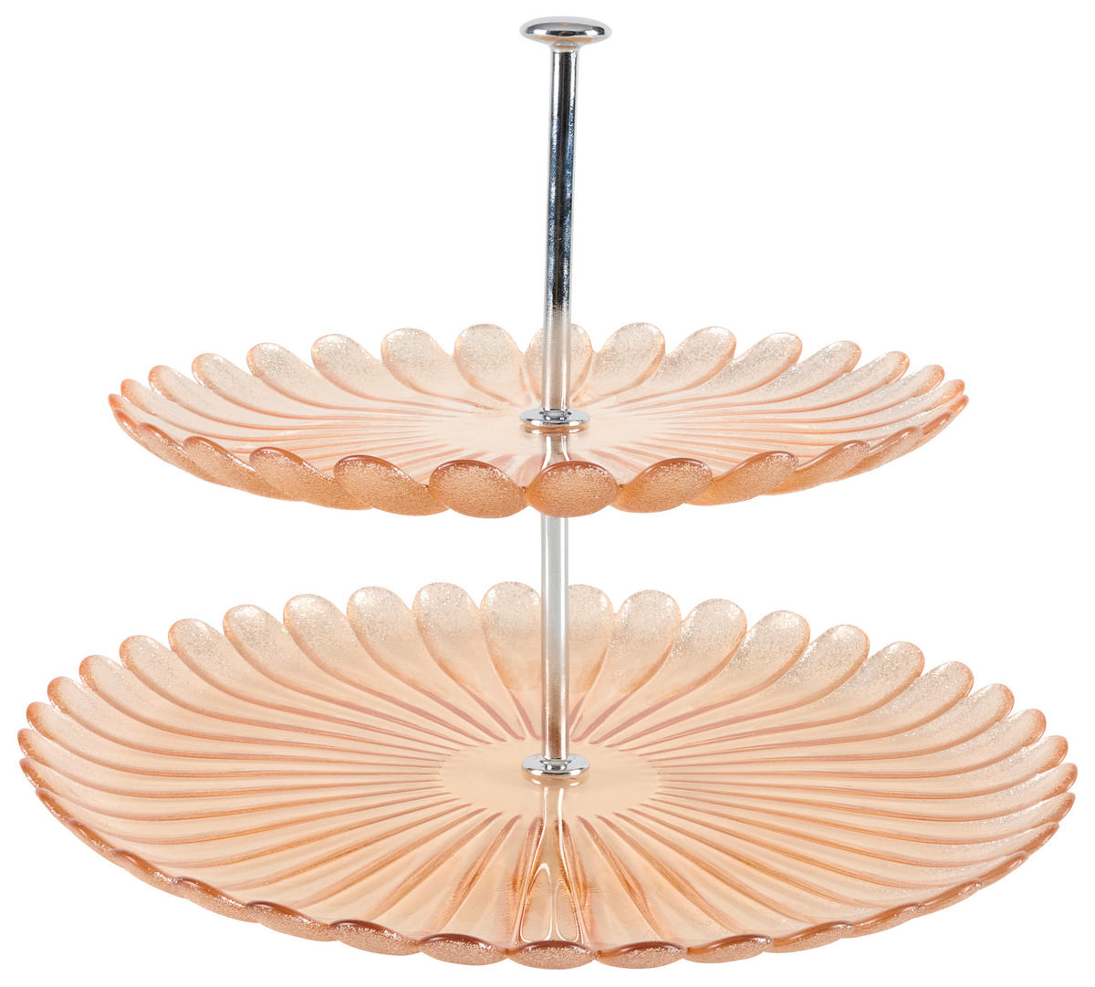 ETAGERE 2-stöckig - Silberfarben/Orange, Trend, Glas/Metall (28/21cm) - Ambia Home