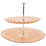 ETAGERE 2-stöckig - Silberfarben/Orange, Trend, Glas/Metall (28/21cm) - Ambia Home