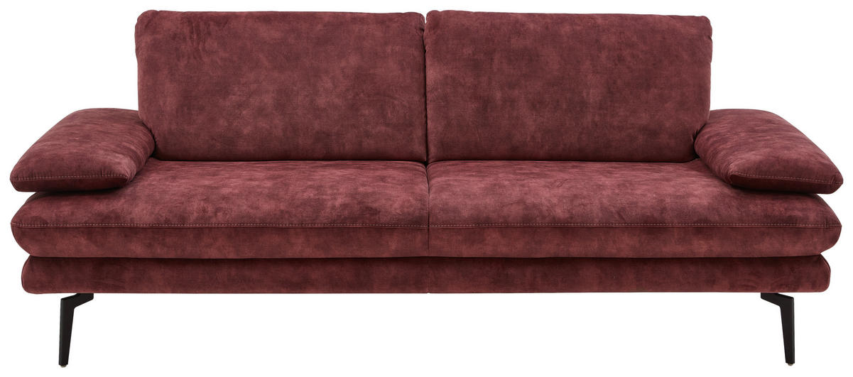 3-SITZER-SOFA Dieter Knoll in Velours Dunkelrot  - Beige/Schwarz, Design, Textil/Metall (222/89/104cm) - Dieter Knoll