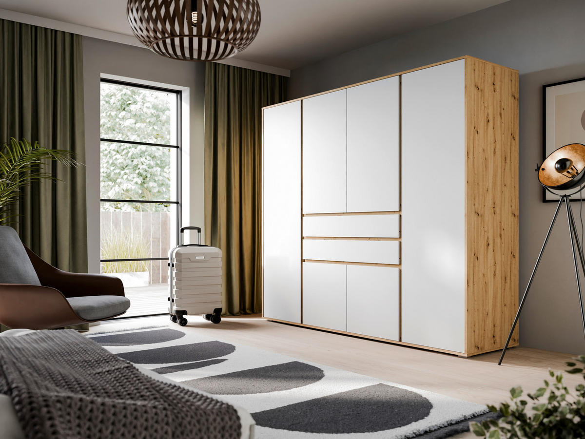 DREHTÜRENSCHRANK  in Weiß, Eiche Artisan  - Eiche Artisan/Weiß, MODERN, Holzwerkstoff (197/194/56cm) - MID.YOU