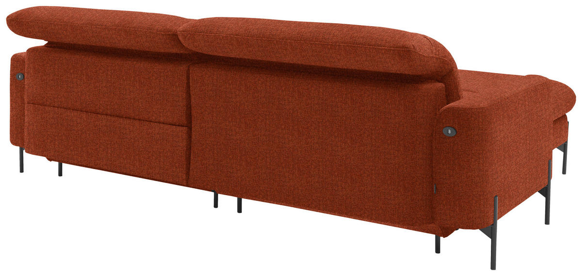 ECKSOFA in Flachgewebe Rostfarben  - Rostfarben/Schwarz, Design, Textil/Metall (191/252cm) - Dieter Knoll