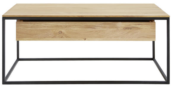 COUCHTISCH Eiche massiv rechteckig Schwarz, Eichefarben 100/60/41,5 cm  - Eichefarben/Schwarz, Design, Holz/Metall (100/60/41,5cm) - Novel