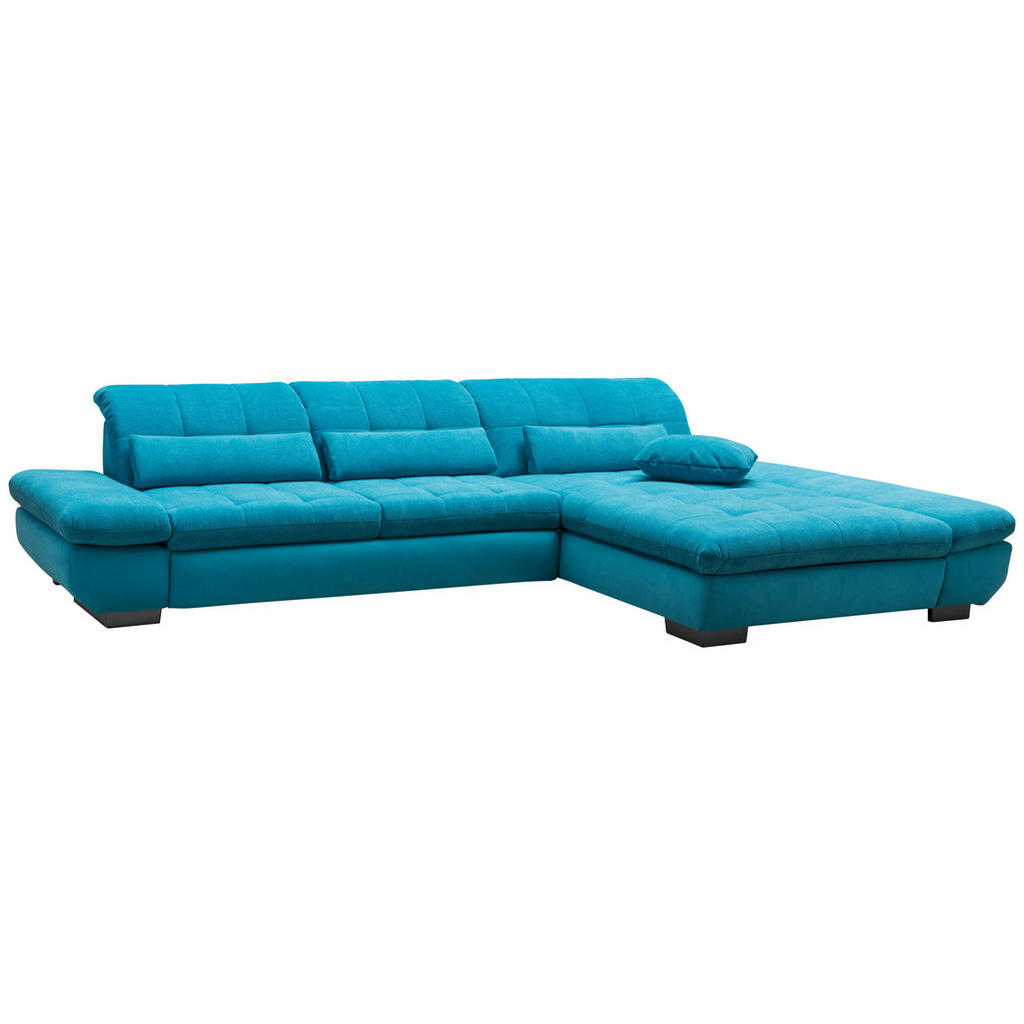 Thumbnail - Xora Ecksofa, Türkis, Textil, Uni, Ottomane rechts, L-Form, 341x204 cm, Goldenes M, Typenauswahl, Fußauswahl, Stoffauswa...
