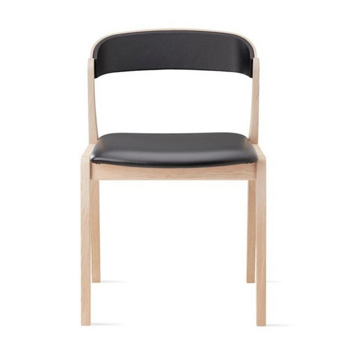 STOL  läderutbud, tygutbud  äkta läder  svart, ek Bianco  - ek Bianco/svart, Lifestyle, läder/trä (50/77/51cm) - Skovby