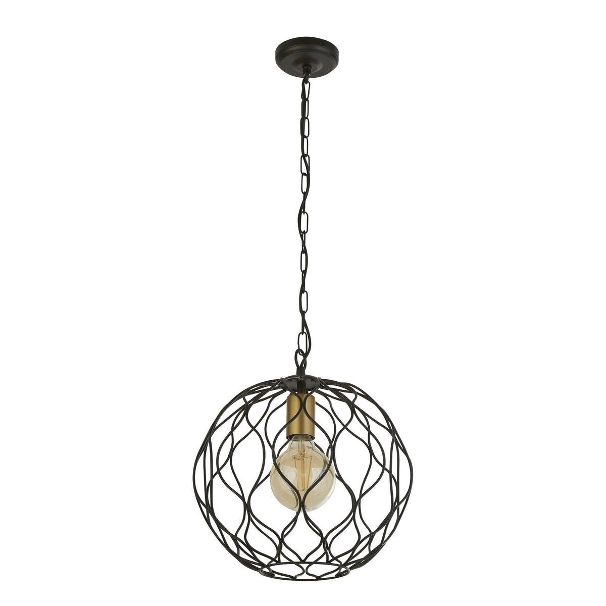 HÄNGELEUCHTE Finesse 31.5/33 cm  - Goldfarben/Schwarz, MODERN, Metall (31.5/33cm) - Searchlight