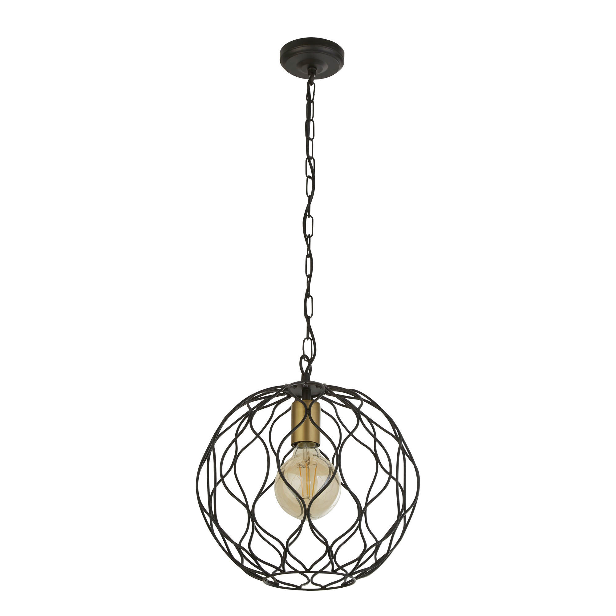 Searchlight Hängeleuchte Finesse Schwarz, Gold 33 cm