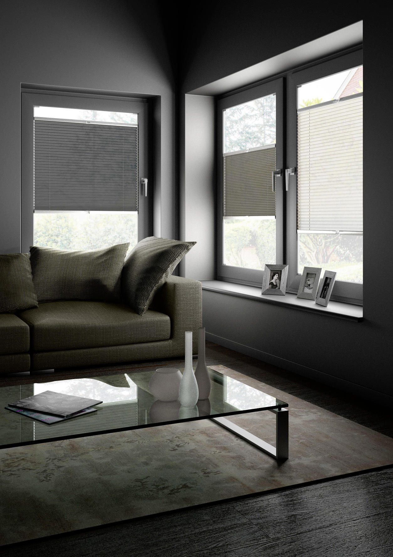 PLISÉ, poloprůhledné, 100/130 cm - světle šedá, Design, textil (100/130cm) - Homeware