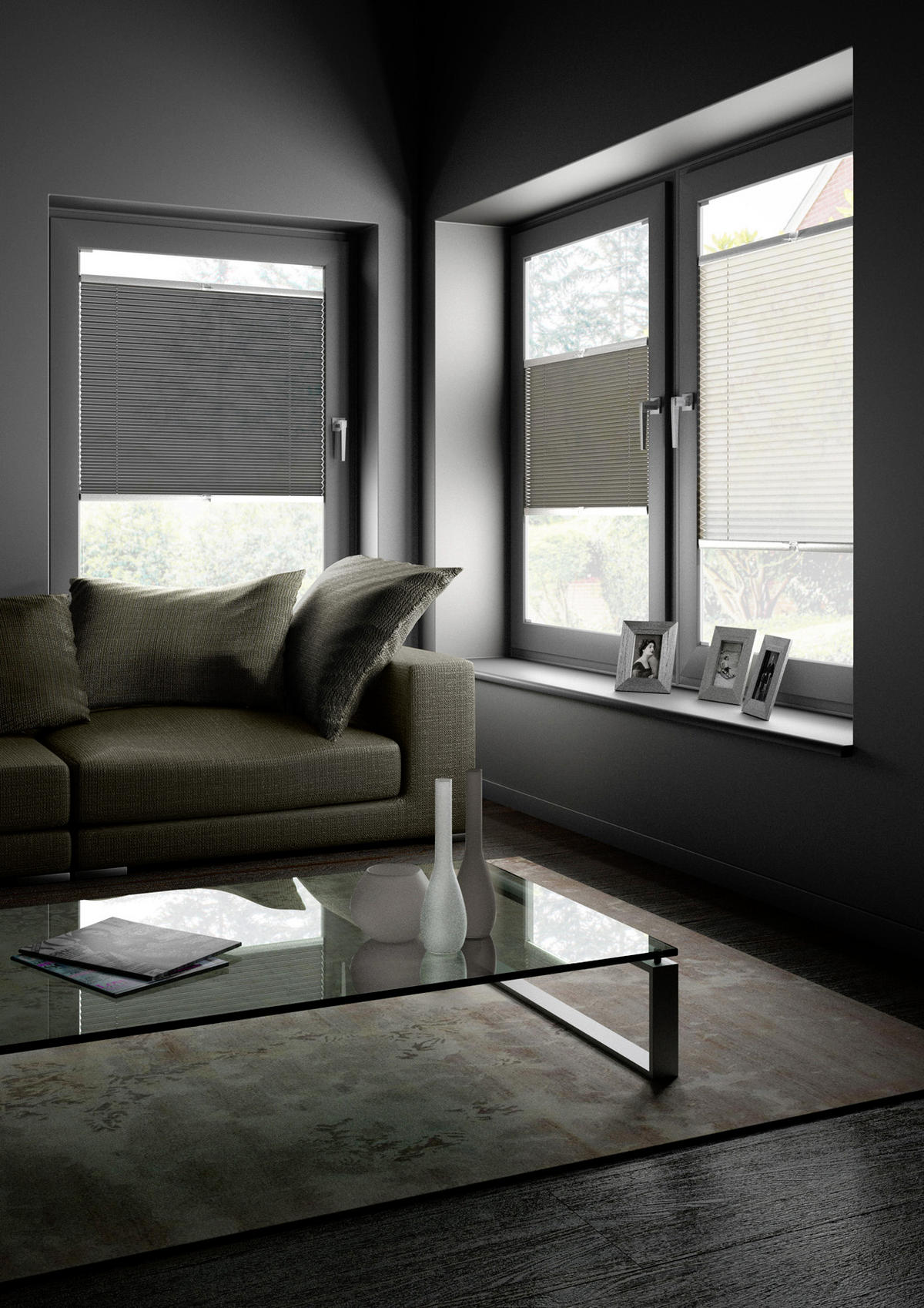 PLISÉ, poloprůhledné, 100/130 cm - světle šedá, Design, textil (100/130cm) - Homeware