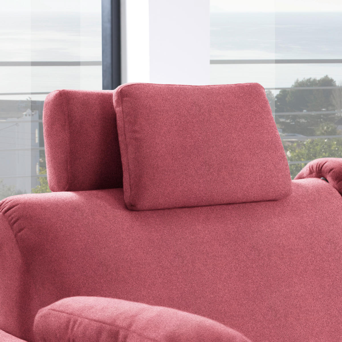 ECKSOFA in Flachgewebe Bordeaux  261/203 cm  - Eichefarben/Bordeaux, KONVENTIONELL, Holz/Textil (261/203cm) - Sedda