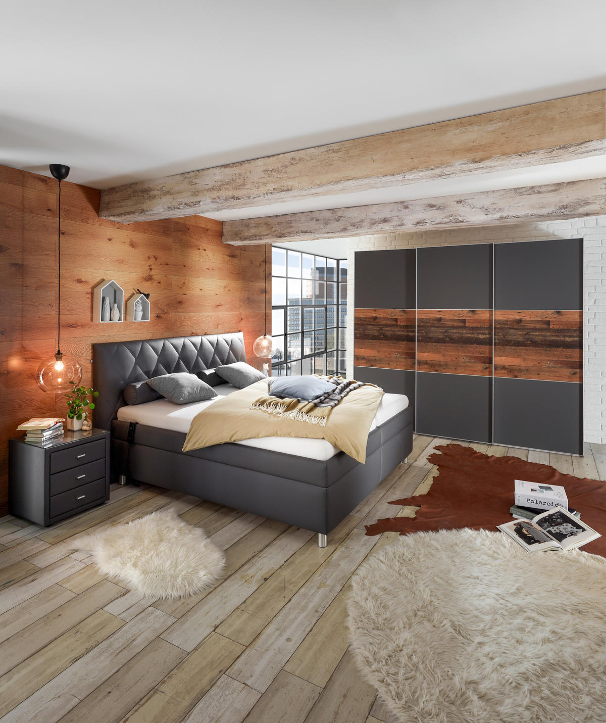 POLSTERBETT Matratze, gepolstertes Kopfteil, Lattenrost, motorische Verstellbarkeit, Bettkasten 180/200 cm  in Anthrazit  - Anthrazit/Silberfarben, KONVENTIONELL, Holz/Textil (180/200cm) - Esposa