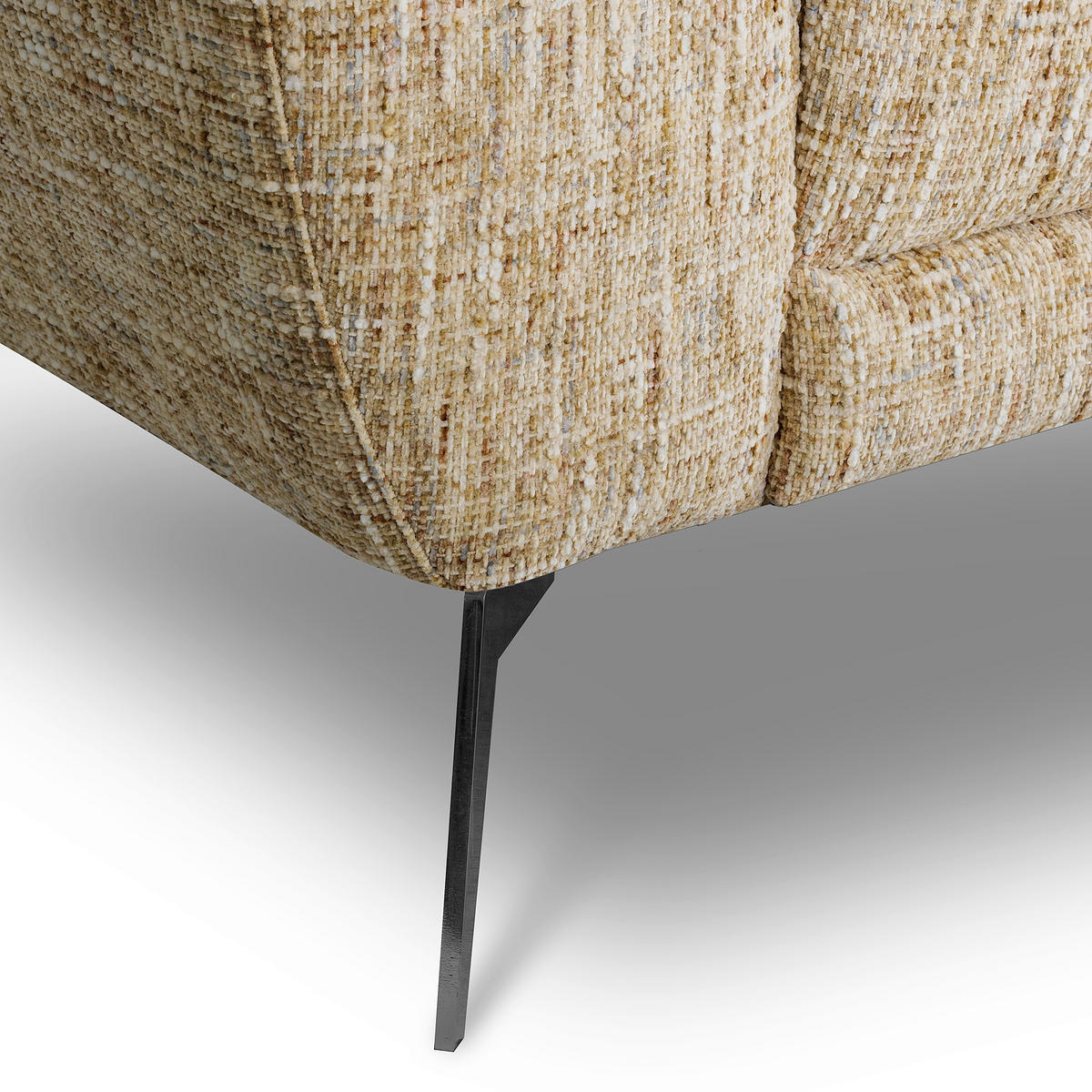 ECKSOFA SPRING Hellbraun Webstoff Zierkissen  - Hellbraun/Schwarz, Design, Textil/Metall (273/250cm) - Livetastic