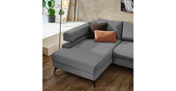 ECKSOFA in Chenille Dunkelgrau  - Dunkelgrau/Schwarz, KONVENTIONELL, Textil/Metall (184/265cm) - Hom`in