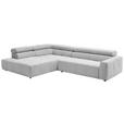 ECKSOFA in Feincord Silberfarben  - Silberfarben/Schwarz, KONVENTIONELL, Kunststoff/Textil (219/311cm) - Hom`in