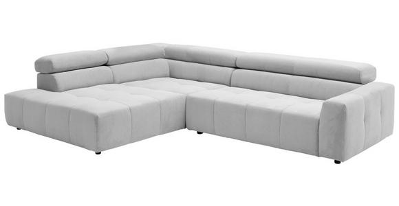 ECKSOFA in Feincord Silberfarben  - Silberfarben/Schwarz, KONVENTIONELL, Kunststoff/Textil (219/311cm) - Hom`in