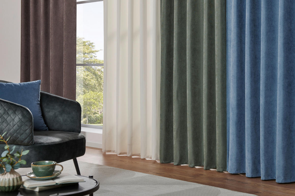 KONČANA ZAVESA  neprosojno   140/245 cm  - modra, Konvencionalno, tekstil (140/245cm) - Esposa