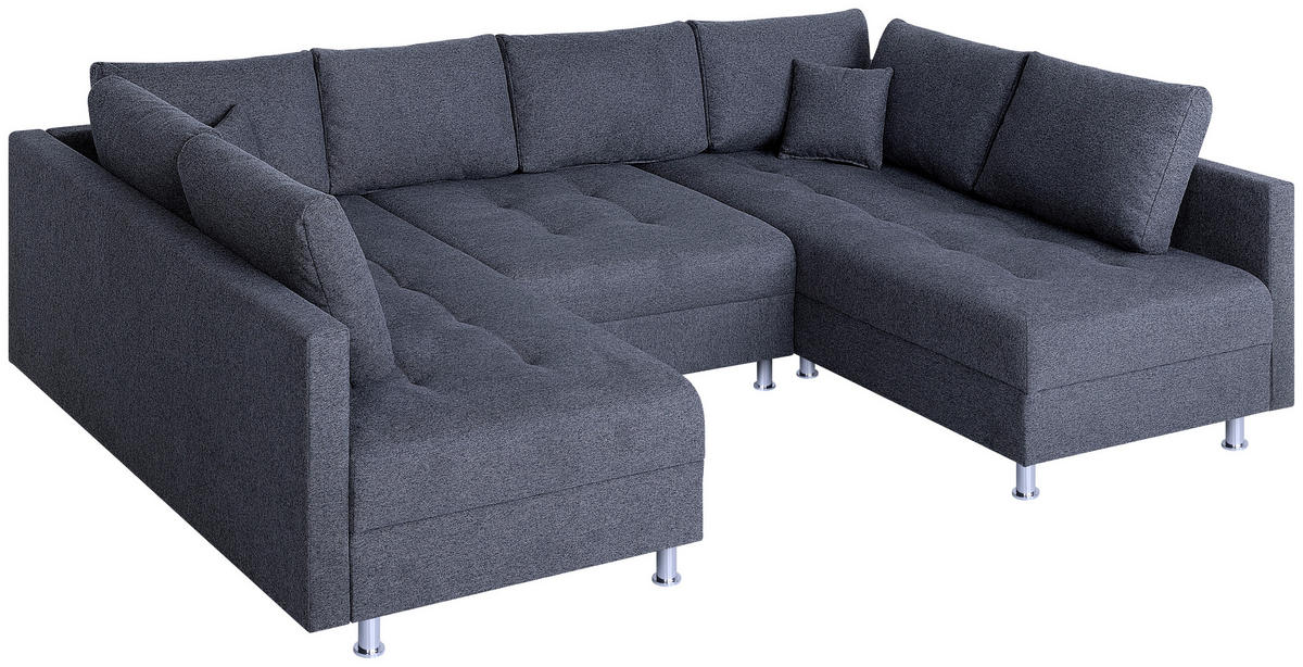 WOHNLANDSCHAFT Anthrazit Webstoff  - Chromfarben/Anthrazit, Design, Textil (192/308/192cm) - P & B