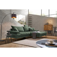 ECKSOFA PRATO Grün Webstoff  - Schwarz/Grün, MODERN, Textil/Metall (292/176cm) - MID.YOU