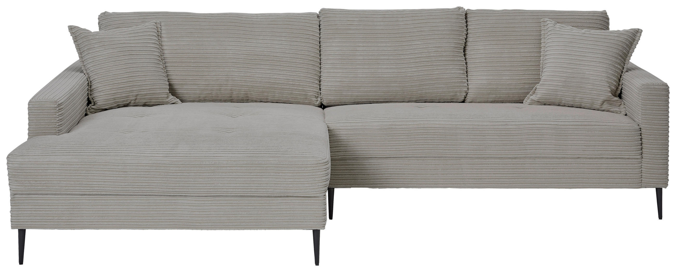 ECKSOFA in Cord Hellgrau  173/276 cm  - Hellgrau/Schwarz, KONVENTIONELL, Textil/Metall (173/276cm) - Carryhome