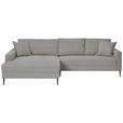 ECKSOFA in Cord Hellgrau  173/276 cm  - Hellgrau/Schwarz, KONVENTIONELL, Textil/Metall (173/276cm) - Carryhome