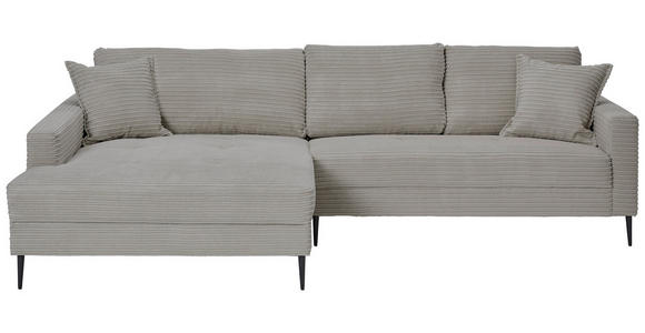 ECKSOFA in Cord Hellgrau  173/276 cm  - Hellgrau/Schwarz, KONVENTIONELL, Textil/Metall (173/276cm) - Carryhome