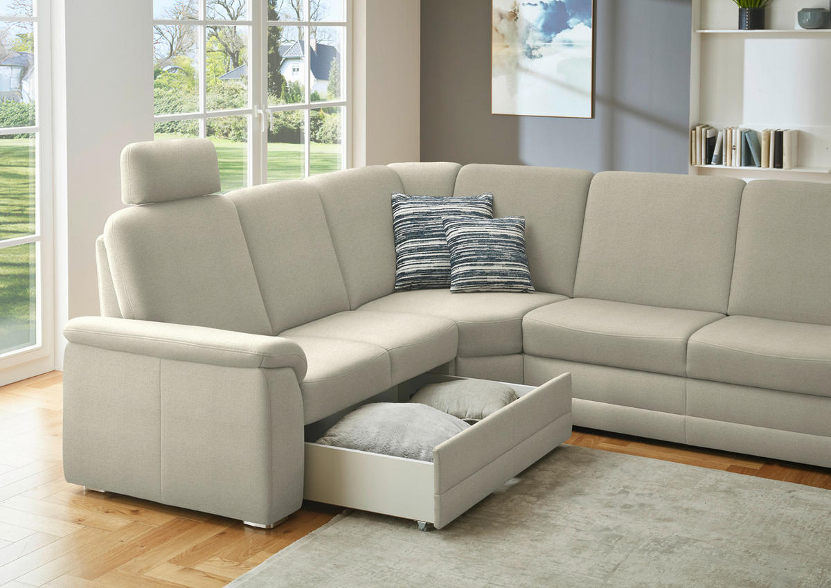 WOHNLANDSCHAFT  in Chenille Silberfarben  - Silberfarben/Alufarben, KONVENTIONELL, Holz/Textil (235/329/160cm) - Beldomo Comfort