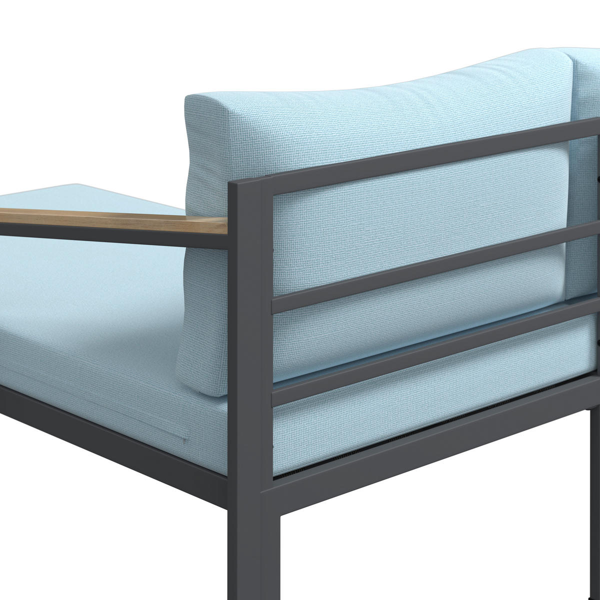 LOUNGEGARNITUR 219/142 cm Akazie massiv Carbonstahl  - Anthrazit/Hellblau, Basics, Holz/Textil (219/142cm) - Ambia Garden