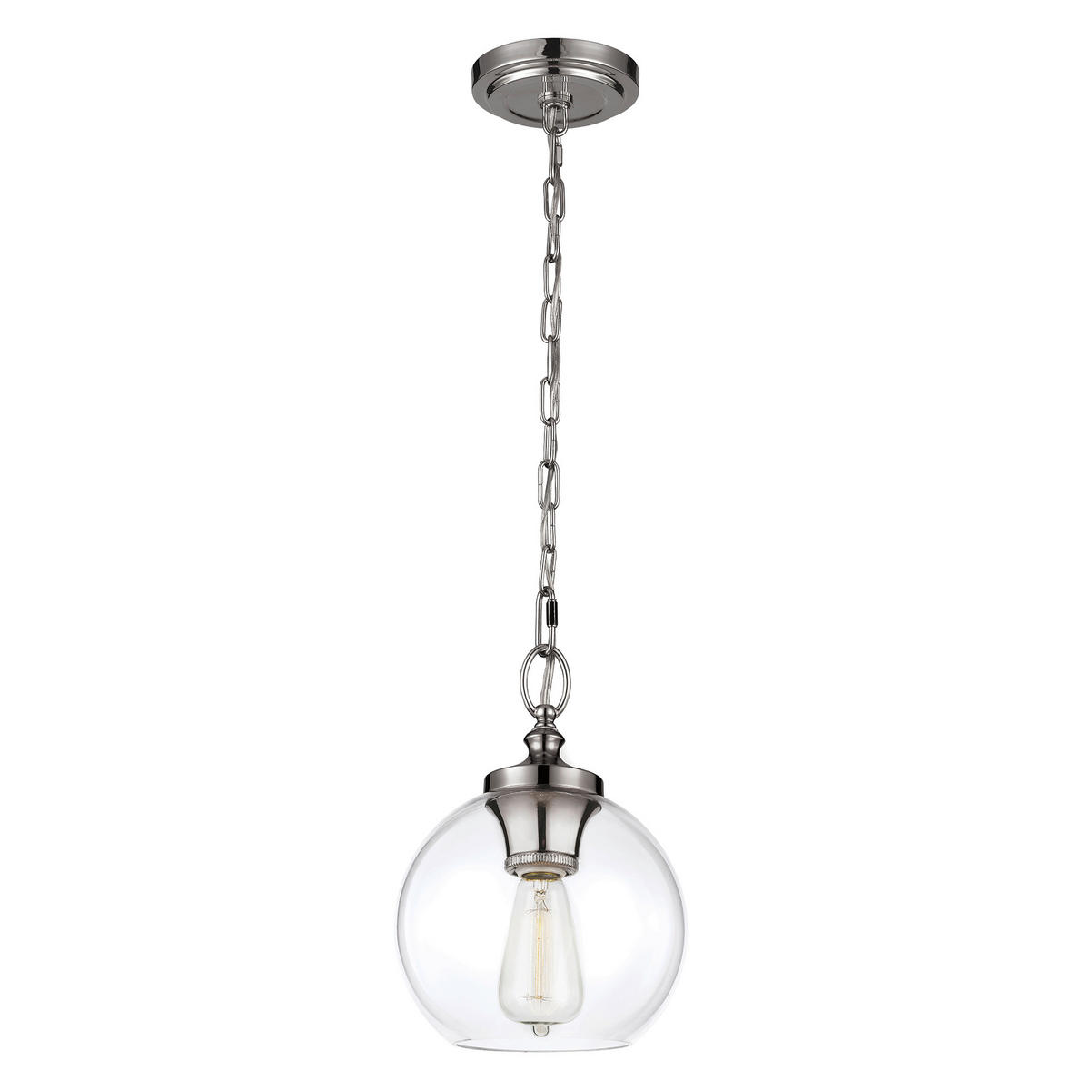 HÄNGELEUCHTE 21.6/44.5 cm  - Nickelfarben, KONVENTIONELL, Glas/Metall (21.6/44.5cm) - Elstead Lighting