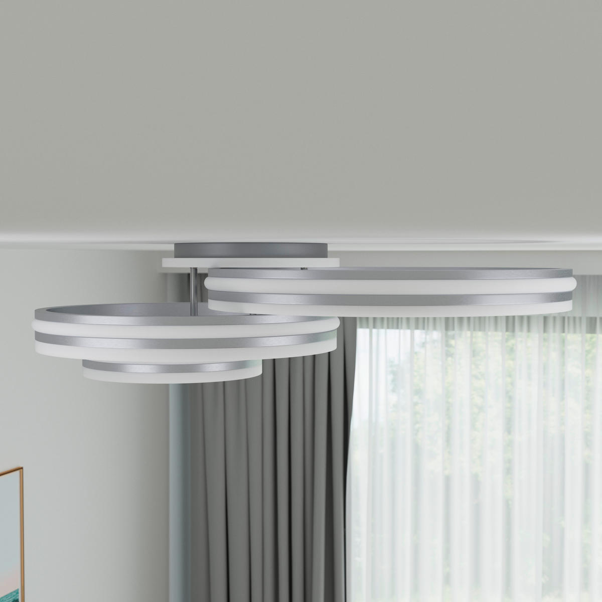 LED-DECKENLEUCHTE 80/60/20 cm   - Opal/Grau, Design, Kunststoff/Metall (80/60/20cm)